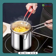 1200ml Stainless Steel Deep Fryer Set with Handle, Small Deep Fryer with Deep Filter Basket