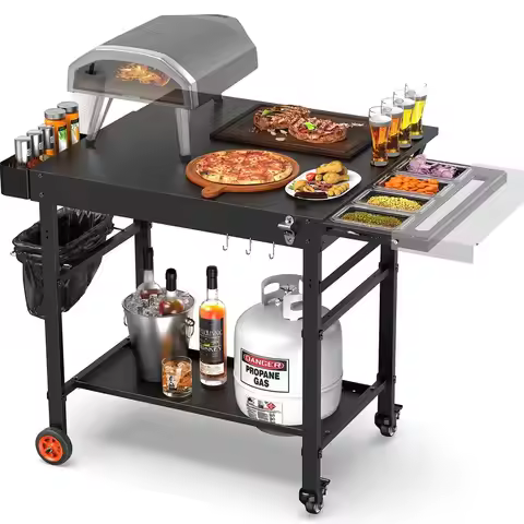 Grill Table for Oon Pizza Oven Accessories, Ninja Pizza Oven Table with Extendable Desk Fit Gozney, 