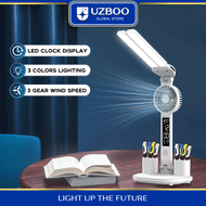 UZBOO Desk Lamp Double-head Table Lamps 3 Color Touch Dimming Lamp Desk Light Dorm Bedroom Lamp Modern Table Lamp Eye Protection Lights with Fan Function Work And Study Table Lights