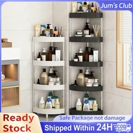 【Stainless Steel Pipe】Bathroom  Corner Storage Rack Bathroom Organizer Rack Shelf Shower Organizer Rack With Wheels Kitchen Rack Bath Rolling Trolley Storage Shelf 3/4/5 Layer