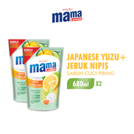 [Paket Isi 2] MAMA Lemon Sabun Cuci Piring Yuzu & Jeruk Nipis Anti Lemak & Bau 680ml