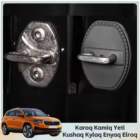 2/4Pcs Silicone Car Door Lock Cover Protective Cap Stickers Accessorie For Skoda Karoq Kamiq Yeti Ku