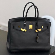 愛馬仕Birkin35 黑金 Evergrain皮 手提包