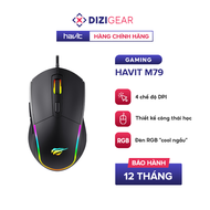 Chuột Gaming HAVIT M79 Đèn RGB Tích Hợp 6 Nút Điều Chỉnh + 4 Chế Độ DPI Tuổi Thọ 5tr Lần Nhấn - Chín