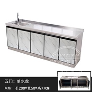 Side Dining Cupboard Storage Stainless Steel Economical Kitchen Stove Single Water Basin Cabinet Cab