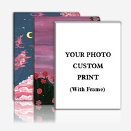 （With Frame）Custom Canvas Painting Gift Prints Personalized Poster Wood Frame Wall Art with Your Pho