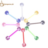 Zyngana 8PCS/Set Colorful Glitters Acrylic Barbell Ball Tongue Rings Piercing Jewelry PH