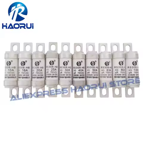 1Pcs SINOFUSE New Energy Electric Vehicle Fuse RS308-HB 4G 10A 16A 20A 25A 32A 40A 50A 63A 80A 100A 