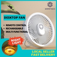 SMARTECK 2 IN 1 Remote Ceiling Fans 4000Mah Rechargeable Desk Fan Night Light Wind Hanging USB Charge Cool Air