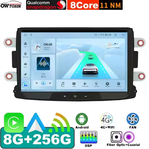 8" Android 13 QCM6125 2.0GHz 8G+256G Car Radio GPS Player For Renault Dacia Duster Captur Lodgy Sand