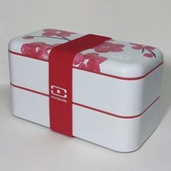 Monbento 和式便當盒 MB 原創櫻花開附隔間 - 2 層防漏午餐盒,適用於工作和膳食準備 - 不含雙酚 A - 食品級安全 - Made in France日本櫻花圖案 - 紅白色