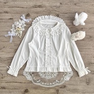 Japanese Lolita Shirt Doll Collar Long Sleeve Sweet Puff Sleeve Women's Lolita Inner Shirt