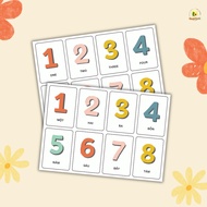 Learn to count numbers from 1-24 bilingual, hard laminated educational flashcard set for children (D
