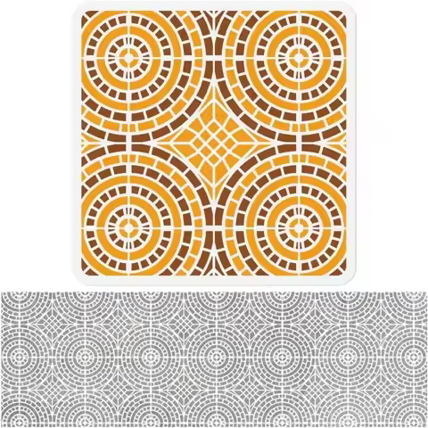 Holtz Mosaic Stencil for Painting 11.8"x 11.8" Reusable Geometric Circle Stencil Drawing Template DI