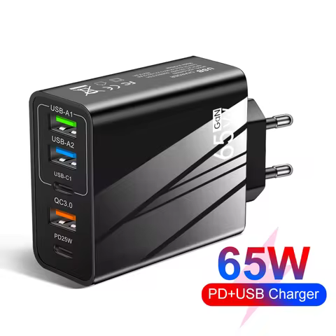 65w Fast Charger USB C PD Mobile Charging Head Pd Plus 3usb Travel Charger 3.1A For Samsung Xiaomi I