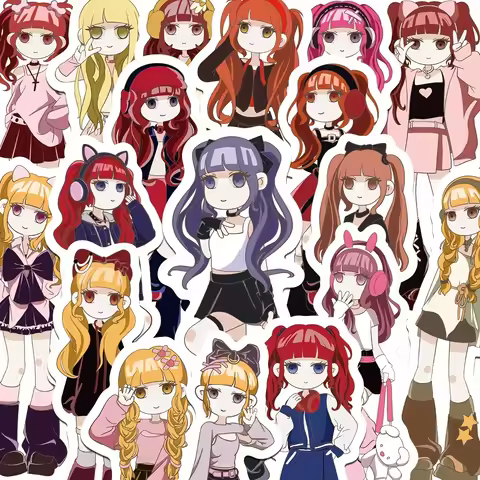 50pcs Cartoon Y2K Anime Women Stickers Aesthetic Graffiti Decal DIY Handbook Guitar Phone Fridge Ska