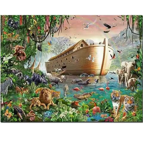 Noah's Ark Animals Zoo carnival Full drills diamond painting Rhinestone Mosaic Diamond panda lion do