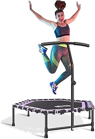 Newan 40'' Fitness Trampoline with Adjustable Handle Bar, Silent Trampoline Bungee Rebounder Jumping