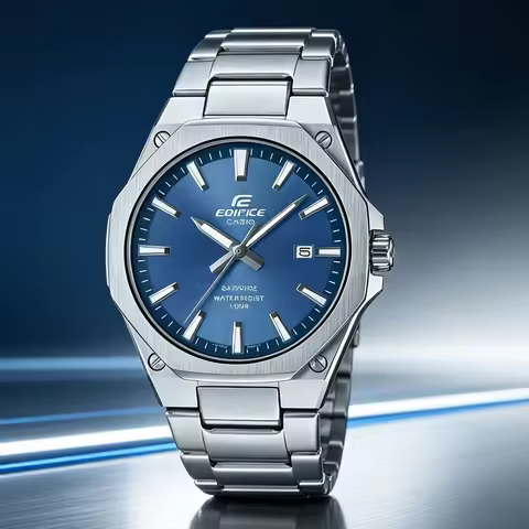 Casio EFR‑S108D Business Men Wristwatch | 3‑Hand Analog | Stainless Steel | 100M Waterproof Sapphire
