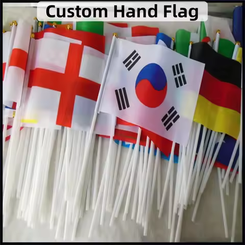 Custom Hand Flag 14X21cm 20x30cm 30x45cm Hand Print Buyer's Company Logo or Design Election Banner w