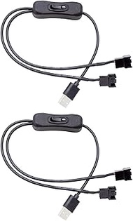 ThtRht 2 Pack Dual 4 Pin to USB Fan Switch ON Off Power Adapter Cable 1 to 2 Ways Splitter USB to 4P