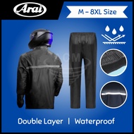 ARAI Baju Hujan Raincoat Seluar Beg Kalis Air 2 Layer Rain Coat with Pants and Waterproof Bag Plus M