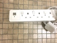 90%新 3頭 + 2頭 USB 獨立 分開 開關 拖板 拖把 USB power extension bar bank with individual switch on each socket