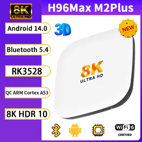 H96 Max M2PLUS Android 14.0 Smart TV BOX LAN 100M RK3528 8K WIFI6 ARM Cortex A53 2.4G/5G For Google 