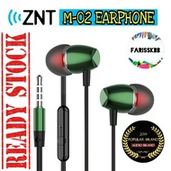 ZNT M-02 EARPHONE HIFI SOUND DRIVER EARBUD SPORT EARPHONE WITH MICROPHONE WITH 3.5MM PORT HEADSET HI