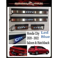 HONDA CITY New Saloon &amp; Hatchback 2020 - 2022 Stainless Steel Led Door Side Sill Step Plate - Led Blue - 4pcs/set