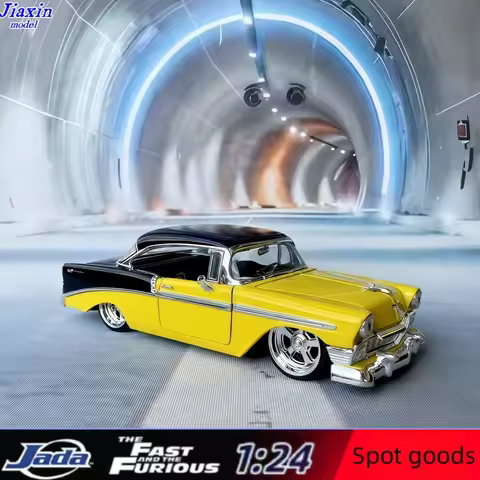 JADA 1/24 Chevrolet Belle Elise rare yellow American classic car alloy model collection