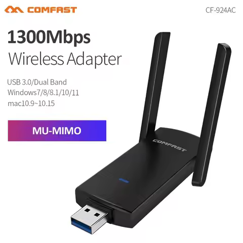 Comfast Gigabit WiFi Adapter 1300Mbps 2.4G 5GHz Antenna USB3.0 WiFi Dongle MU-MIMO Ethernet Wi-Fi Re