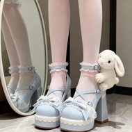 Lolita Shoes Lolita High Heels Waterproof Lace Cute Sweet Girl Bow