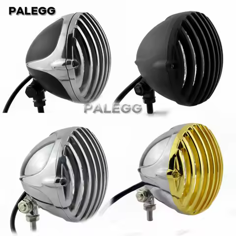 Motorcycle 4.75" Headlamp Headlight H4 Hi/Lo Lamp For Harley Honda Yamaha Chopper Bobber