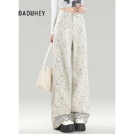 DaDuHey American tie-dye printed women's new straight loose high waist thin wide leg jeans