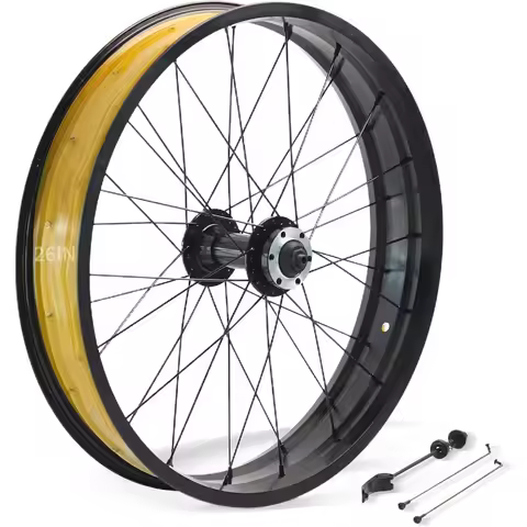 26in Snow Bike Front Wheel for E-Bike 26in X4.0 Tire Fat Bicycles Wheel for Beach Bike/Electric Bicy