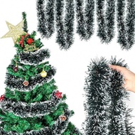 2/3/5pcs Christmas Tinsel Garland With Shimmering White/Green Edges - Sparkling Polyester Holiday De