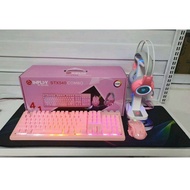 ♤♚☄STX540 COMBO PINK / WHITE / BLACK  INPLAY 4in1 Keyboard Mouse Headset Mousepad