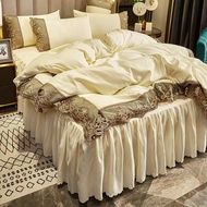 LZD With Best Quality Low Price Princess Of The Style Lace 4 In 1 Plain Bed Sheet Set