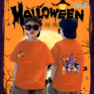 100CM-5XL Baju Halloween T-Shirt Trick or Treat Tee Kids Adult Kitty Cartoon Shirt Crew T-Shirt Cott