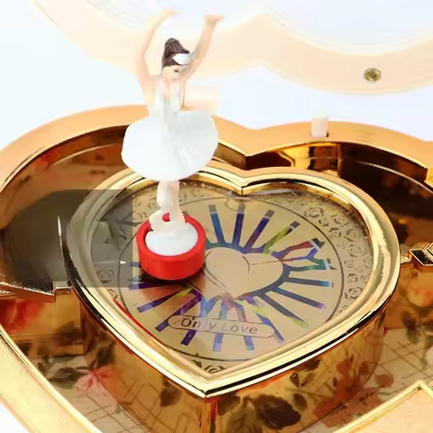 Classical For Elise Heart Music Box Birthday Gift Plastic Jewel Case Hand Cranked Dancing Ballet Gir