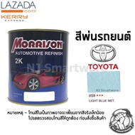 สีพ่นรถยนต์ 2K สีพ่นรถมอเตอร์ไซค์ มอร์ริสัน เบอร์ 8S9 สีฟ้าอ่อนบรอนโตโยต้า มีเกล็ด 1 ลิตร - MORRISON 2K #8S9 Light Blue Metallic Toyota 1 Liter