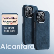 Alcantara Leather Case with MagSafe for iPhone14 Pro Max Luxury Business Shockproof Cover for iPhone 12 13 Pro Max