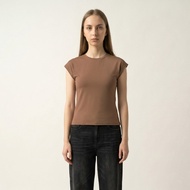 WOMAN Cap Sleeve T-Shirt LIN000218W Taupe Tshirt Woman