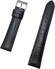 18mm Black Genuine Leather Watch Band | Tail Lizard Grain, Lightly Padded Replacement Wrist Strap th