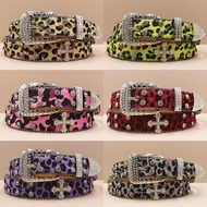 American Leopard Print Rhinestone Belt y2k Rivet Punk Hot Girl Belt Fashion Flow Belt y2k