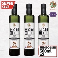 functia MCT Oil 500ml [ x 3pcs ] ( 100% Coconut Base C8&C10 ) Ketogenic Diet / น้ำมันเอ็มซีทีออยล์อุ