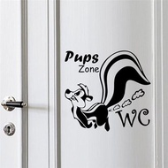 Pups Wall Stickers Toilet Water Closet Room Decor Diy Home Decals Cartoon Animals Mural