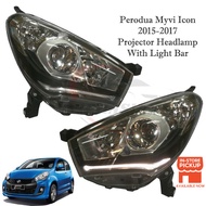 Depo Perodua Myvi Icon 2015-2017 Projector Headlamp With Light Bar ( Clear )