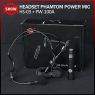 SHOW HEADSET MICROPHONE CONDENSER MIC WITH PHANTOM POWER HS-03 + PW-100A